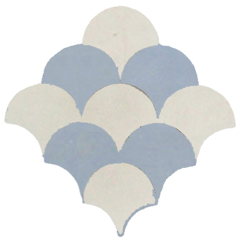 Mosaic House Moroccan tile Fleurs XL 1-17 A White,   Sky Blue,    solid zellige, mosaic, zellij, field, pattern, glaze, simple, classic, fishscales 